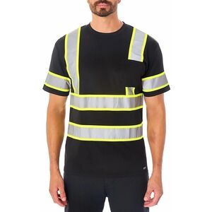 SMITHS Workwear Class 2 Hi Vis Black Safety T Shirt Reflective Work S4775A L